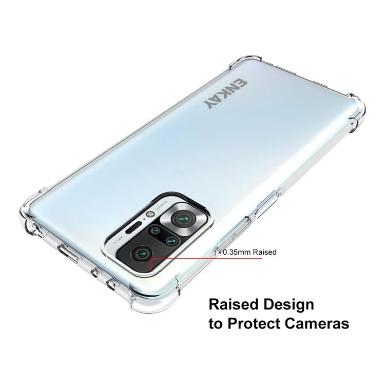 ENKAY HAT PRINCE ENK-PC116 Custodia flessibile antiscivolo in TPU trasparente con ammortizzatori ai quattro angoli per Xiaomi Redmi Note 10 Pro 4G (India)/(Globale)/Note 10 Pro Max