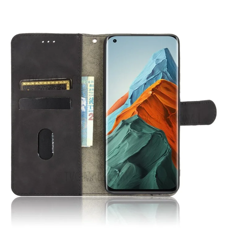 Skin Toucha Sentindo Couro Protetor Carteira Stand Folio Flip Tampo Para Xiaomi Mi 11 Pro - Preto
