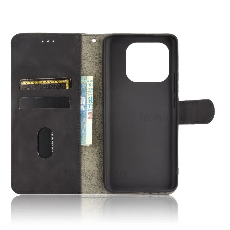 Skin Toucha Sentindo Couro Protetor Carteira Stand Folio Flip Tampo Para Xiaomi Mi 11 Pro - Preto