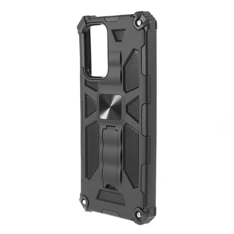 Armor PC TPU Shockproof Phone Case with Kickstand and Magnetic Metal Sheet for Xiaomi Redmi Note 10 Pro - Black
