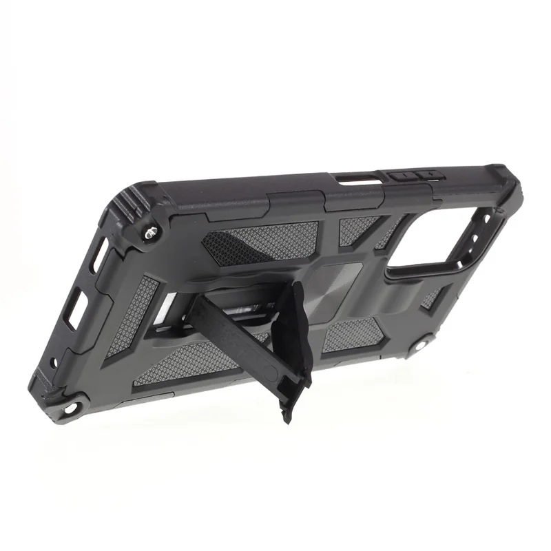 Armor PC TPU Shockproof Phone Case with Kickstand and Magnetic Metal Sheet for Xiaomi Redmi Note 10 Pro - Black