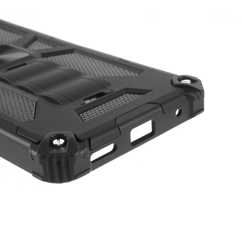 Armor PC TPU Shockproof Phone Case with Kickstand and Magnetic Metal Sheet for Xiaomi Redmi Note 10 Pro - Black