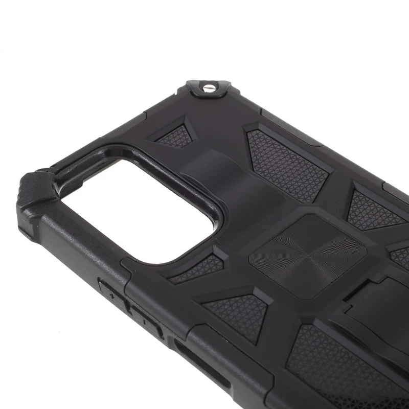 Armor PC TPU Shockproof Phone Case with Kickstand and Magnetic Metal Sheet for Xiaomi Redmi Note 10 Pro - Black