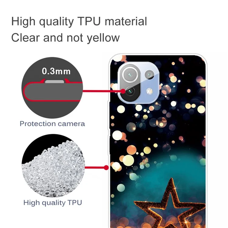 Pattern Printing Soft TPU Protective Phone Case Cover for Xiaomi Mi 11 Lite 4G / 5G / 11 Lite 5G NE - Star