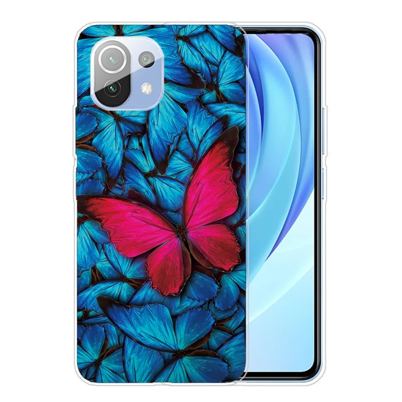 Pattern Printing Soft TPU Protective Phone Case Cover for Xiaomi Mi 11 Lite 4G / 5G / 11 Lite 5G NE - Red Butterfly