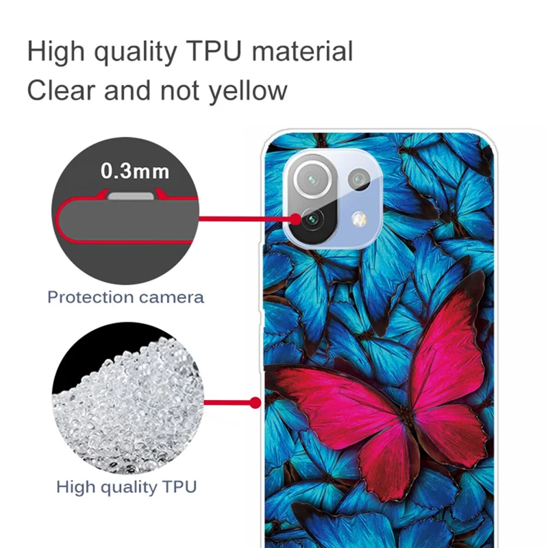 Pattern Printing Soft TPU Protective Phone Case Cover for Xiaomi Mi 11 Lite 4G / 5G / 11 Lite 5G NE - Red Butterfly