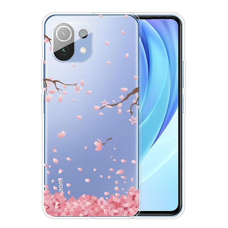 Печать Шаблона Soft TPU Back Case Cope Phone Для Xiaomi Mi 11 Lite 4G / 5G / 11 Lite 5g ne - Розовый Цветок
