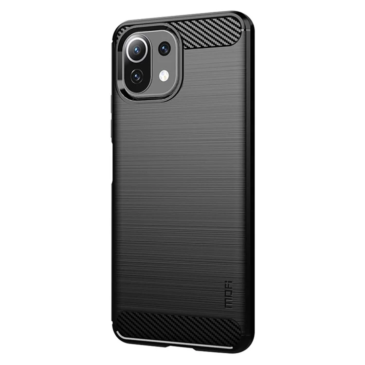MOFI Carbon Fiber Brushed Soft TPU Cover for Xiaomi Mi 11 Lite 4G / 5G / 11 Lite 5G NE - Black