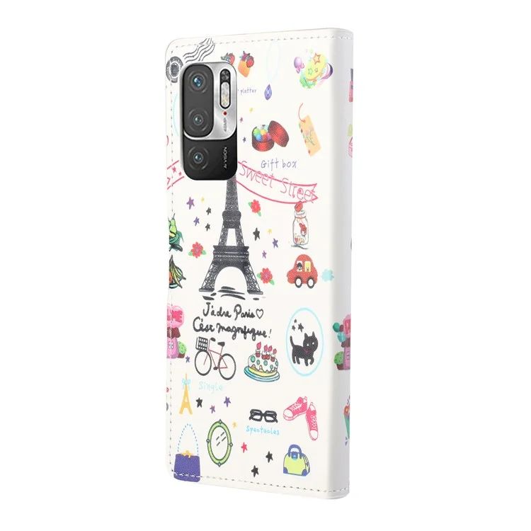 Modello Stampa in Pelle Full-Protection Wallet Stand Copertina Del Telefono Per Xiaomi Redmi Nota 10 5G/Poco M3 Pro 5G/4G - Torre