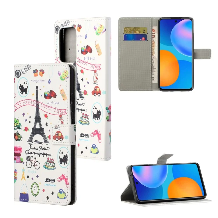 Modello Stampa in Pelle Full-Protection Wallet Stand Copertina Del Telefono Per Xiaomi Redmi Nota 10 5G/Poco M3 Pro 5G/4G - Torre