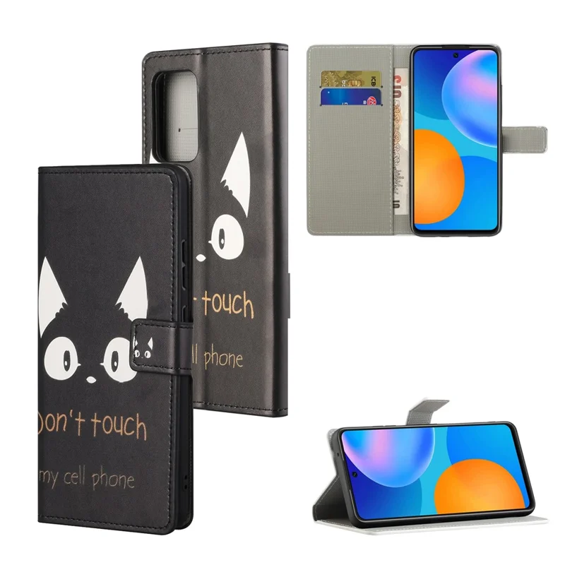 Pattern Printing Leather Full-Protection Wallet Stand Phone Cover Shell for Xiaomi Redmi Note 10 5G/Poco M3 Pro 5G/4G - Cat Ears