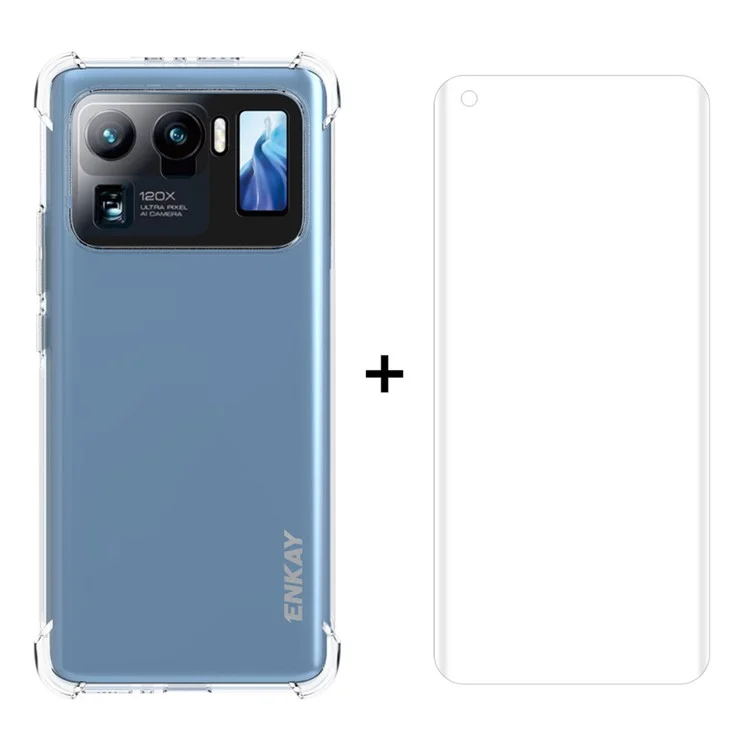 ENKAY HAT PRINCE 2 in 1 Caso TPU Trasparente TPU a Prova di Shock + Film Anti-slip Protettore Antidrop Pet Per Xiaomi Mi 11 Ultra