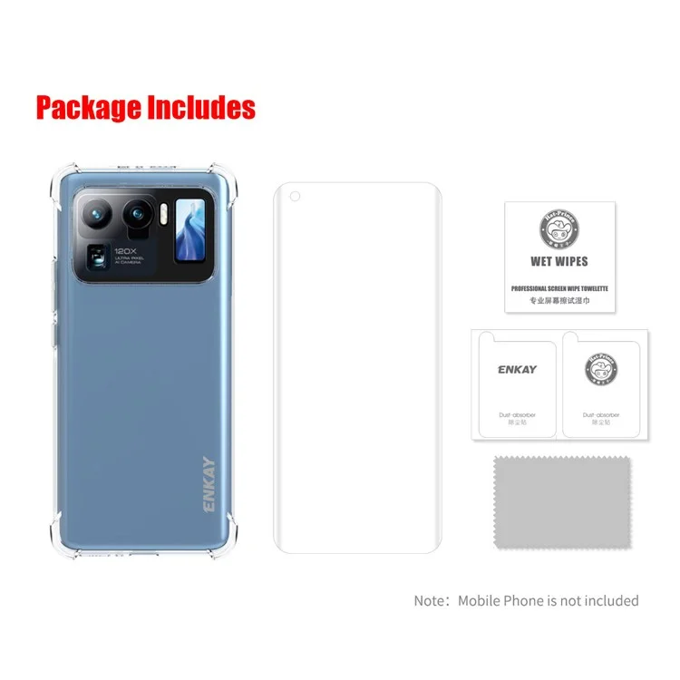 ENKAY HAT PRINCE 2 in 1 Caso TPU Trasparente TPU a Prova di Shock + Film Anti-slip Protettore Antidrop Pet Per Xiaomi Mi 11 Ultra