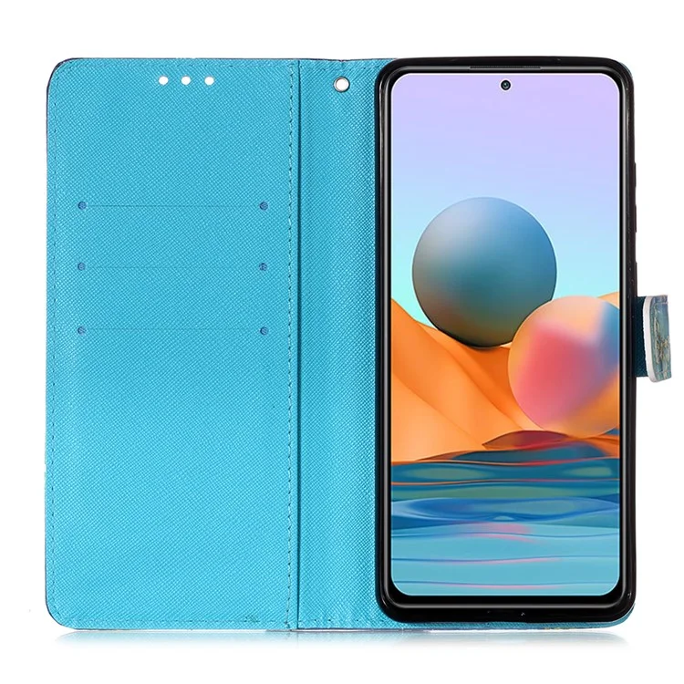 Кожаный чехол-портмоне с принтом на шнурке для Xiaomi Redmi Note 10 Pro 4G (Индия)/(Глобальный)/Note 10 Pro Max - Золотая бабочка