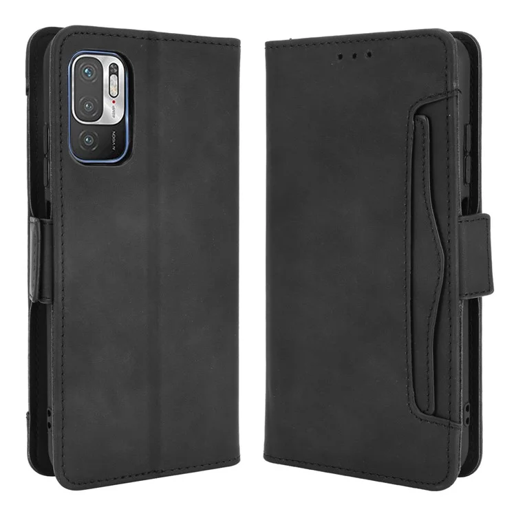 Custodia in pelle con slot per schede multiple Design con supporto per Xiaomi Redmi Note 10 5G/Poco M3 Pro 5G/4G - Nero