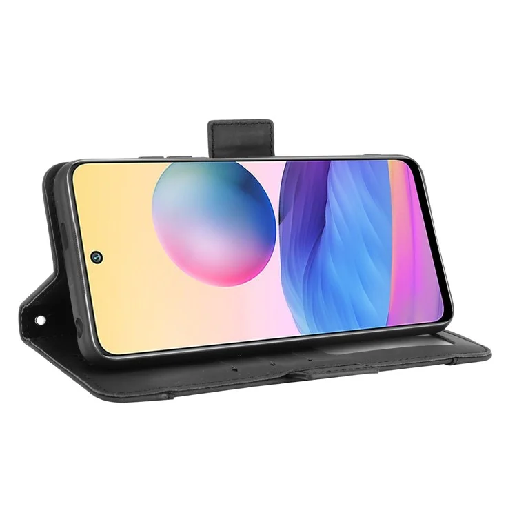 Custodia in pelle con slot per schede multiple Design con supporto per Xiaomi Redmi Note 10 5G/Poco M3 Pro 5G/4G - Nero