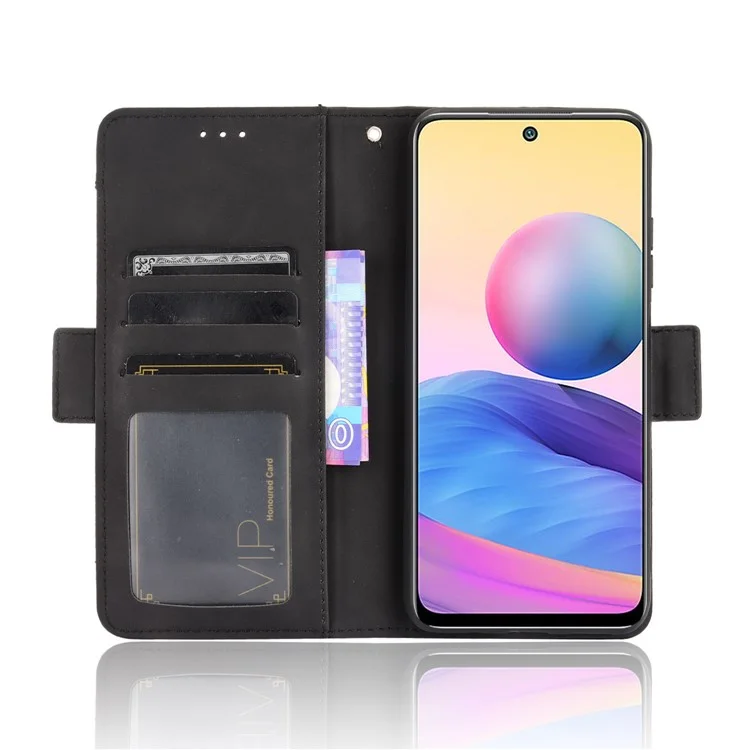 Custodia in pelle con slot per schede multiple Design con supporto per Xiaomi Redmi Note 10 5G/Poco M3 Pro 5G/4G - Nero