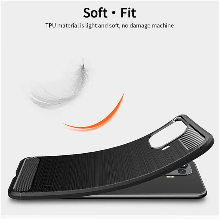MOFI Projeto Escovado Fibra de Carbono TPU Capa de Capa Para Xiaomi Mi 11 Pro - Preto