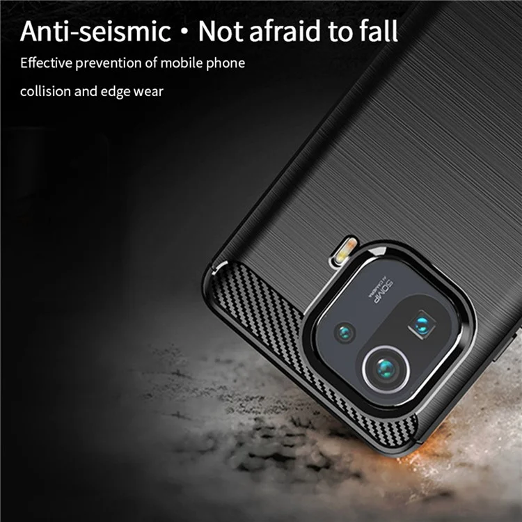 MOFI Projeto Escovado Fibra de Carbono TPU Capa de Capa Para Xiaomi Mi 11 Pro - Preto