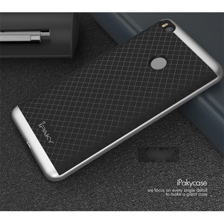IPAKY 2-Piece PC Bumper + TPU Back Phone Case for Xiaomi Mi Max 2 - Silver