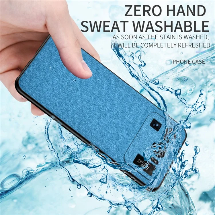 Cloth Coated TPU + PC Full Protection Hybrid Phone Cover Case for Xiaomi Mi 11 Ultra - Sky Blue