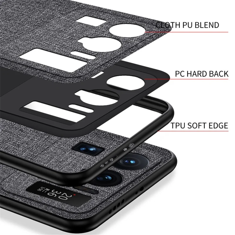 Cloth Coated TPU + PC Full Protection Hybrid Phone Cover Case for Xiaomi Mi 11 Ultra - Black