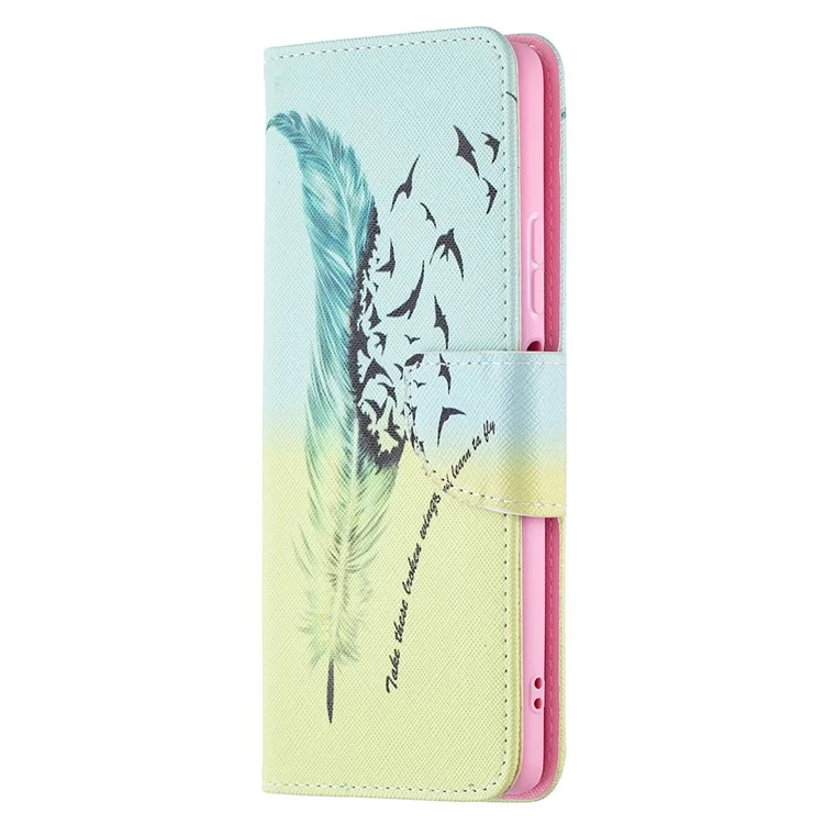 Hot Style Full Protection Magnetic Leather Wallet Case with Pattern Printing for Xiaomi Redmi Note 10 Pro 4G (India)/(Global)/Note 10 Pro Max - Feather/Bird