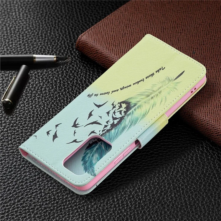 Hot Style Full Protection Magnetic Leather Wallet Case with Pattern Printing for Xiaomi Redmi Note 10 Pro 4G (India)/(Global)/Note 10 Pro Max - Feather/Bird