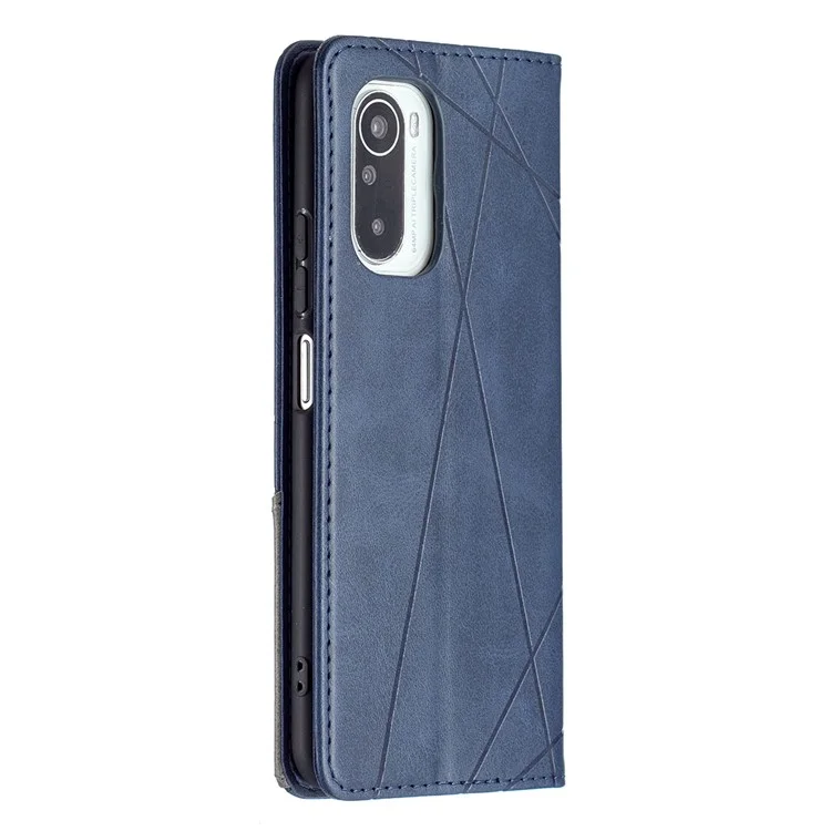 Geometrisches Muster Stand Lederkarten-Hülle für Xiaomi Mi 11i / Poco F3 / Redmi K40 Pro / Redmi K40 / Redmi K40 Pro+ - Blau