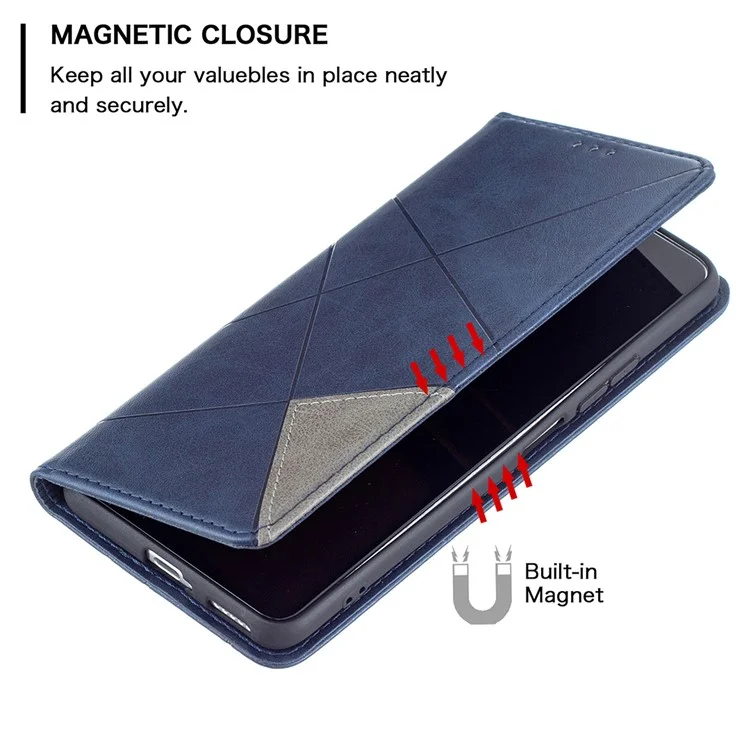 Geometrisches Muster Stand Lederkarten-Hülle für Xiaomi Mi 11i / Poco F3 / Redmi K40 Pro / Redmi K40 / Redmi K40 Pro+ - Blau
