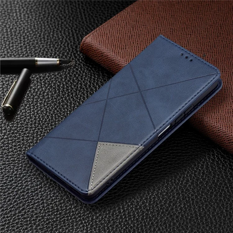 Geometrisches Muster Stand Lederkarten-Hülle für Xiaomi Mi 11i / Poco F3 / Redmi K40 Pro / Redmi K40 / Redmi K40 Pro+ - Blau