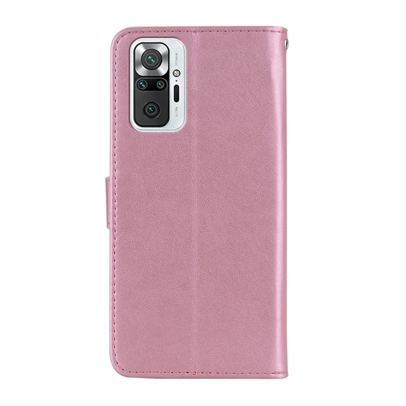 Imprint Owl Pattern Rhinestone Decor Wallet Leather Phone Case Cover for Xiaomi Redmi Note 10 Pro - Rose Gold