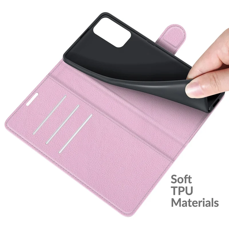 Wallet Design Folio Flip Litchi Texture Leather Phone Case with Stand for Xiaomi Redmi Note 10 5G/Poco M3 Pro 5G/4G - Pink