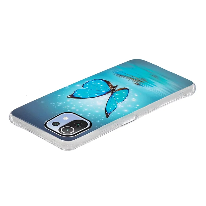 Special Noctilucent IMD Pattern Design TPU Phone Case Protector for Xiaomi Mi 11 Lite 4G / 5G / 11 Lite 5G NE - Blue Butterfly