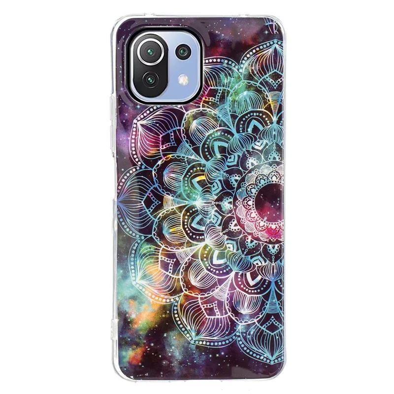 Special Noctilucent IMD Pattern Design TPU Phone Case Protector for Xiaomi Mi 11 Lite 4G / 5G / 11 Lite 5G NE - Half Flower