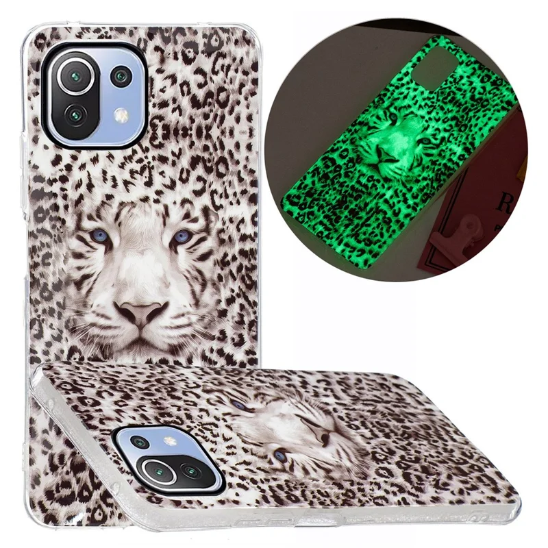 Special Noctilucent IMD Pattern Design TPU Phone Case Protector for Xiaomi Mi 11 Lite 4G / 5G / 11 Lite 5G NE - Leopard Print Tiger