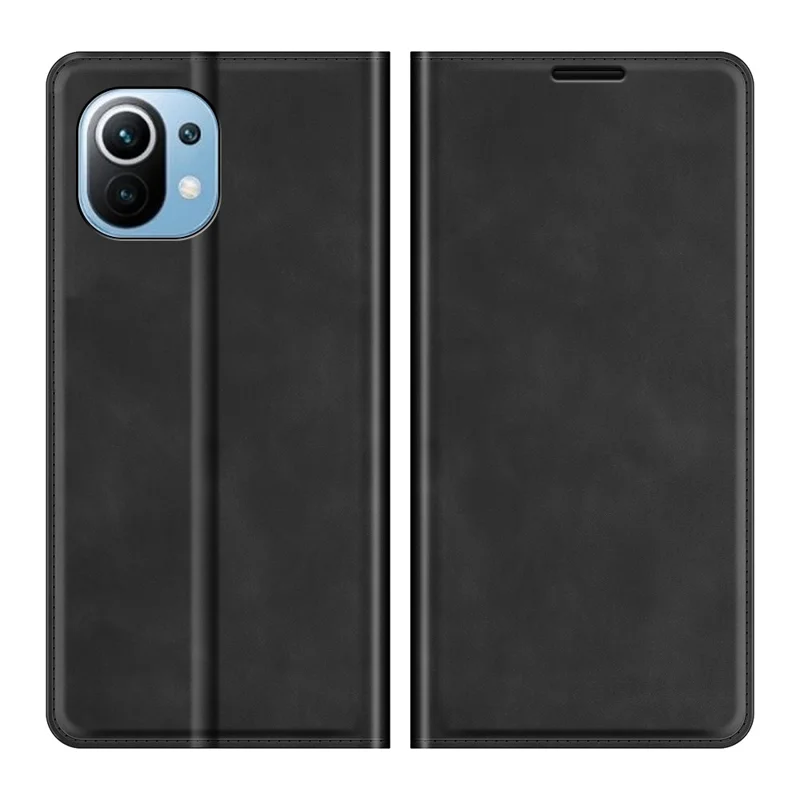 Auto-absorbierter Leder-Berührungsfolio-Klapphülle mit Schutzgehäuse und Geldbörsenständer für Xiaomi Mi 11 Lite 4G / 5G / 11 Lite 5G NE - Schwarz