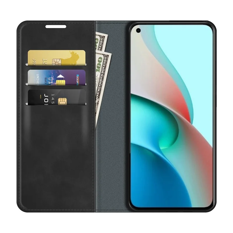 Auto-absorbierter Leder-Berührungsfolio-Klapphülle mit Schutzgehäuse und Geldbörsenständer für Xiaomi Mi 11 Lite 4G / 5G / 11 Lite 5G NE - Schwarz