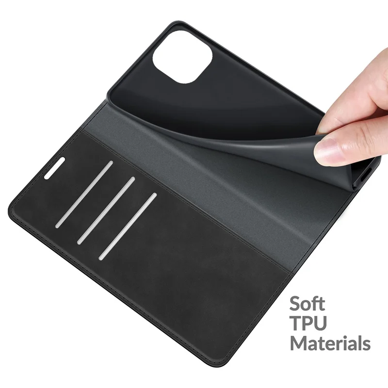 Auto-absorbierter Leder-Berührungsfolio-Klapphülle mit Schutzgehäuse und Geldbörsenständer für Xiaomi Mi 11 Lite 4G / 5G / 11 Lite 5G NE - Schwarz
