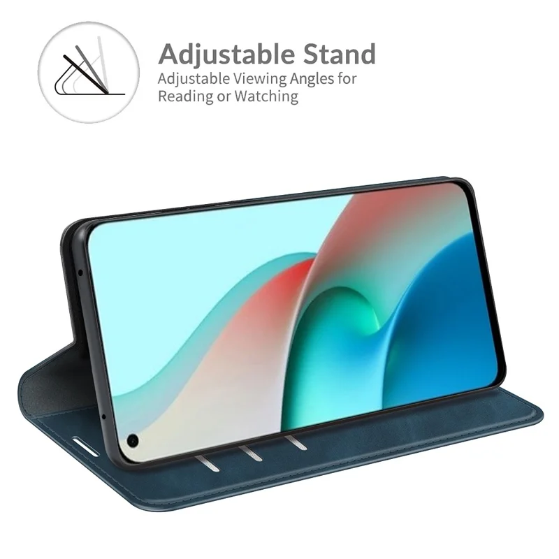 Auto-Absorbed Skin-touch Leather Folio Flip Cover Protective Case with Wallet Stand for Xiaomi Mi 11 Lite 4G / 5G / 11 Lite 5G NE - Blue
