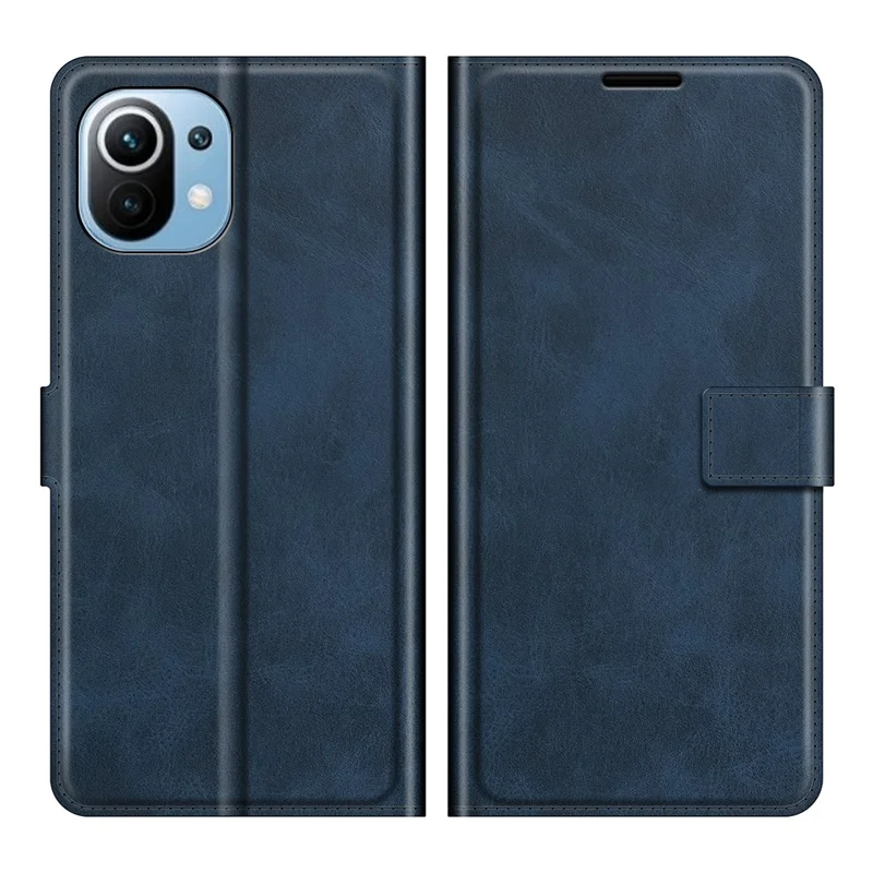 For Xiaomi Mi 11 Lite 4G / 5G / 11 Lite 5G NE Magnetic Clasp Leather Mobile Phone Case Wallet Stand Cover - Blue