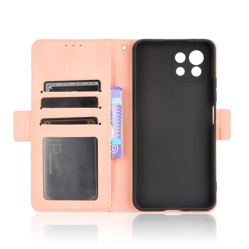 Wallet Design Multiple Card Slots Stand Leather Phone Case for Xiaomi Mi 11 Lite 4G / 5G / Mi 11 Lite 5G - Pink