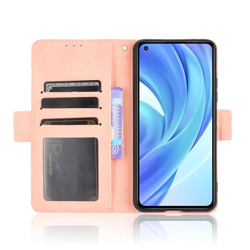 Wallet Design Multiple Card Slots Stand Leather Phone Case for Xiaomi Mi 11 Lite 4G / 5G / Mi 11 Lite 5G - Pink