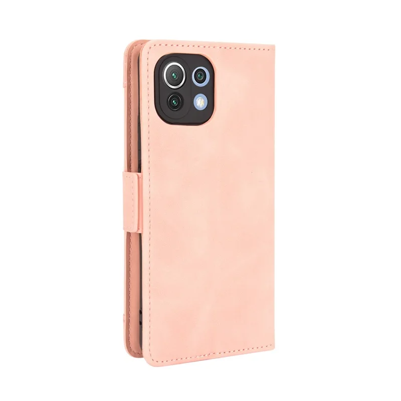 Wallet Design Multiple Card Slots Stand Leather Phone Case for Xiaomi Mi 11 Lite 4G / 5G / Mi 11 Lite 5G - Pink