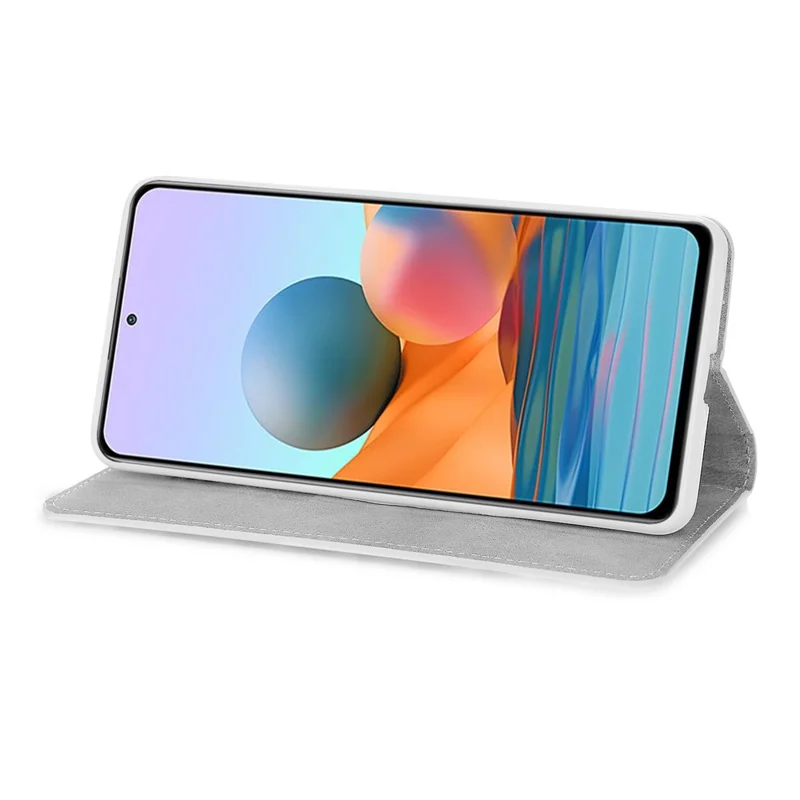 Wallet Stand Design Glittery Powder Splicing Leather Case for Xiaomi Redmi Note 10 Pro - Black