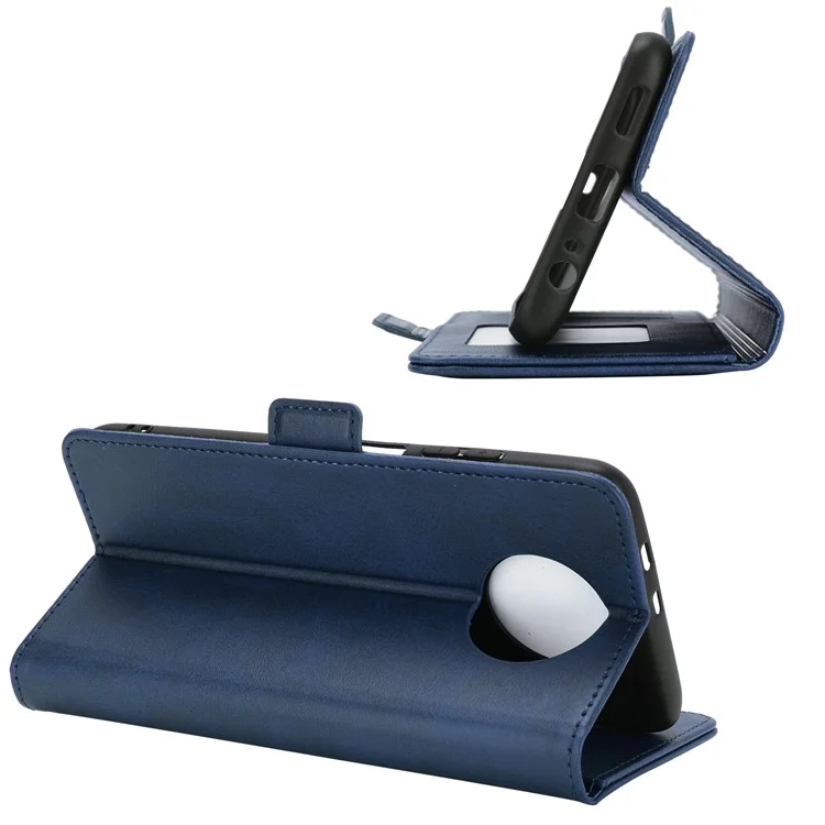 PU Leder Brieftasche Stand Doppelverschluss Magnetische Schließung Telefonhülle Für Xiaomi Redmi Note 9 5G/Note 9t 5G - Blau