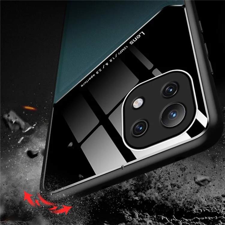 Capa Híbrida Revestida de Couro com Corte Preciso e Design de Placa de Metal Magnética Integrada para Xiaomi Mi 11 Lite 4G / 5G / 11 Lite 5G NE - Preto