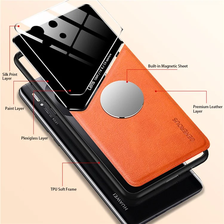 Capa Híbrida Revestida de Couro com Corte Preciso e Design de Placa de Metal Magnética Integrada para Xiaomi Mi 11 Lite 4G / 5G / 11 Lite 5G NE - Preto