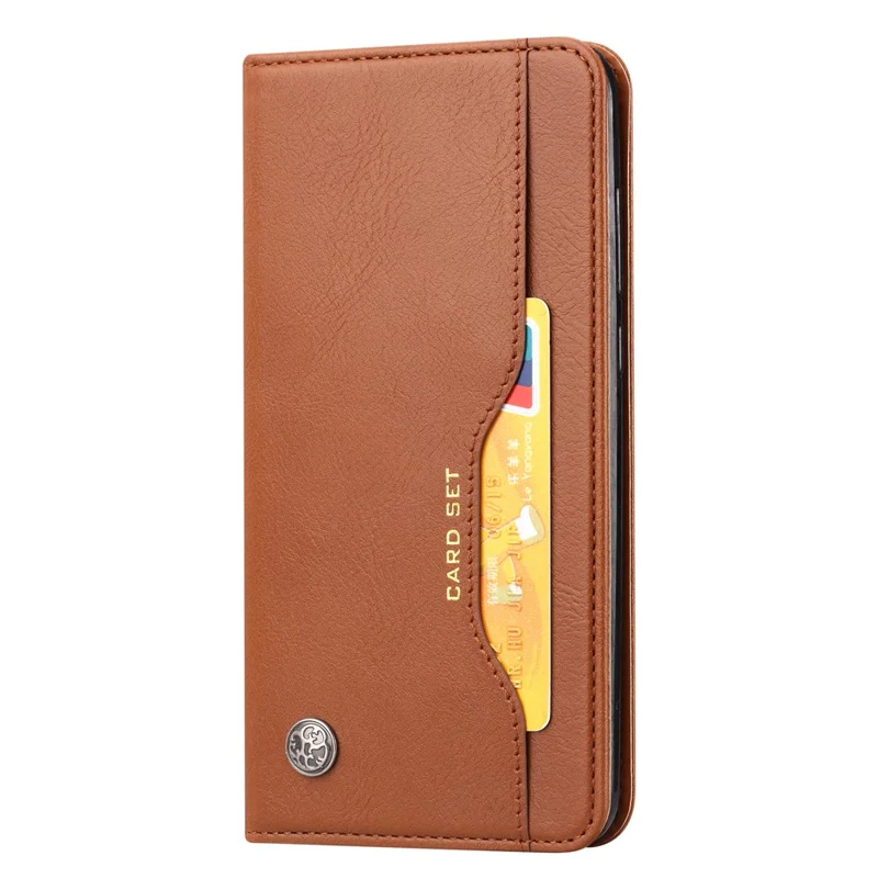 Automatisch Absorbiertes Außenkartenschlitz-brieftaschenstand Leder-protektor-telefonabdeckung Für Xiaomi Redmi K40/Redmi K40 Pro/Mi 11i/Poco F3 - Braun