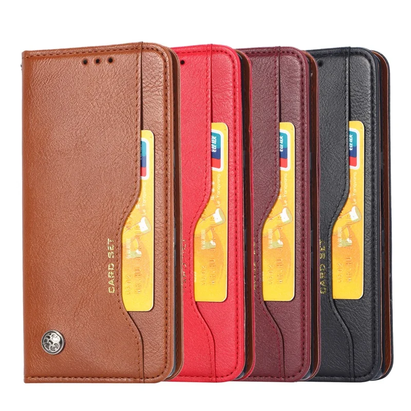 Automatisch Absorbiertes Außenkartenschlitz-brieftaschenstand Leder-protektor-telefonabdeckung Für Xiaomi Redmi K40/Redmi K40 Pro/Mi 11i/Poco F3 - Braun